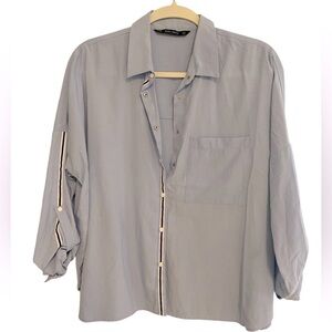 Zara Pinstripe Button Down Top